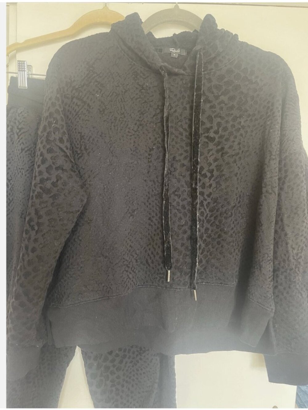 Rails Track Suit Womens XS/ S Cotton Blend Lounge Set Black color animal print